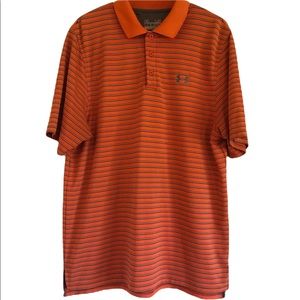 Under Armour Loose Polo Large Orange Stripe